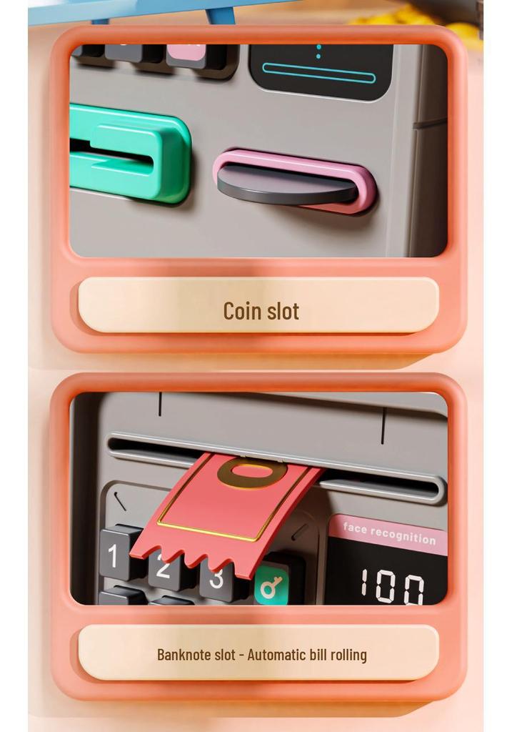 Children's ATM Savings Box: Automatic Deposit & Withdraw, Password-Protected Money Box for Boys & Girls.