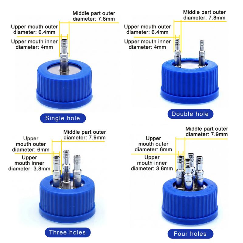 Gl45 Fermentation Tank Reactor Feed Cover Stainless Steel Jar Lid With Ss304 Blue Headspace Cap Refill Cover For Tube