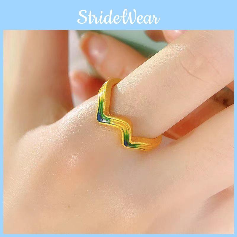 Sand Artistic Vietnamese Gold Ring Adjustable Size Unique Geometric Style For Fashion Lovers