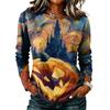 Women's Casual Long Sleeve Halloween Print T-Shirt Round Neck for Fall Parties