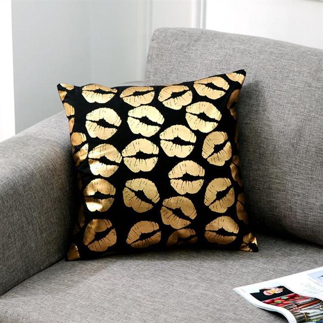 Love Black And White Bronzing Cushion Decorative Pillows Gold Foil Geometric Pillowcase Home Decor Sofa Throw Pillow 17*17inch