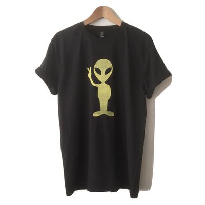 Alien with Peace Sign T-Shirt 100% Lightweight Cotton NEW Mens Unisex Size S-XL