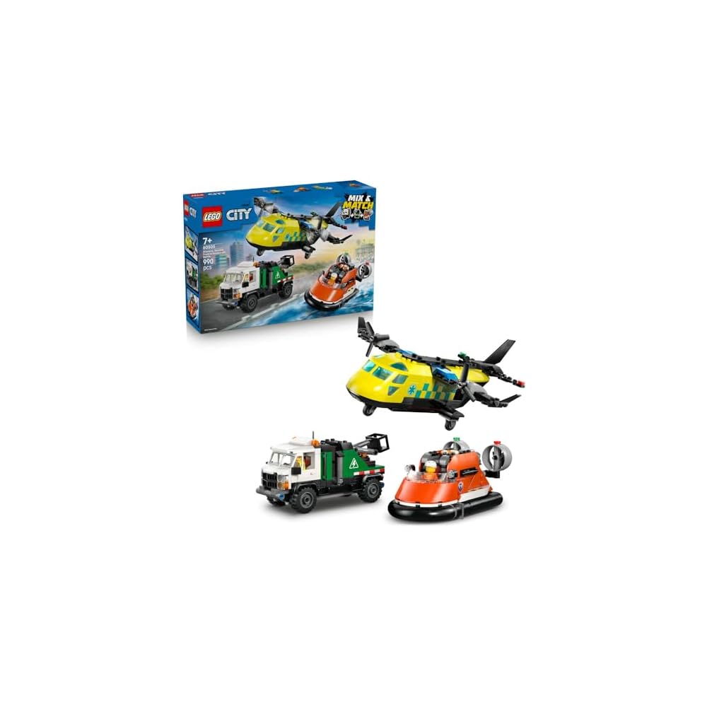 LEGO City Airplane Maintenance Truck Hovercraft Combo Set Toy for Kids 7-9 Years