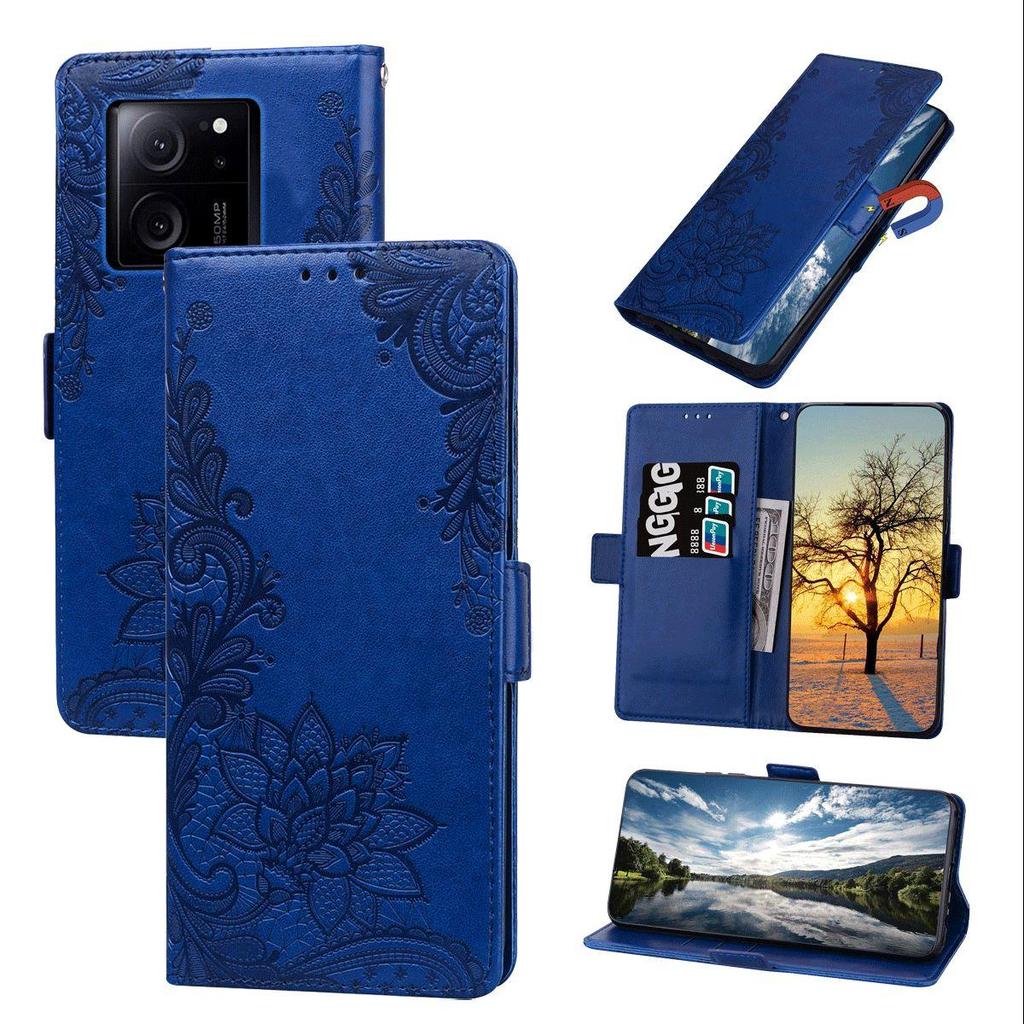Lace Floral Print PU Leather Flip Wallet Phone Case for Xiaomi 13T Pro,13T Cover