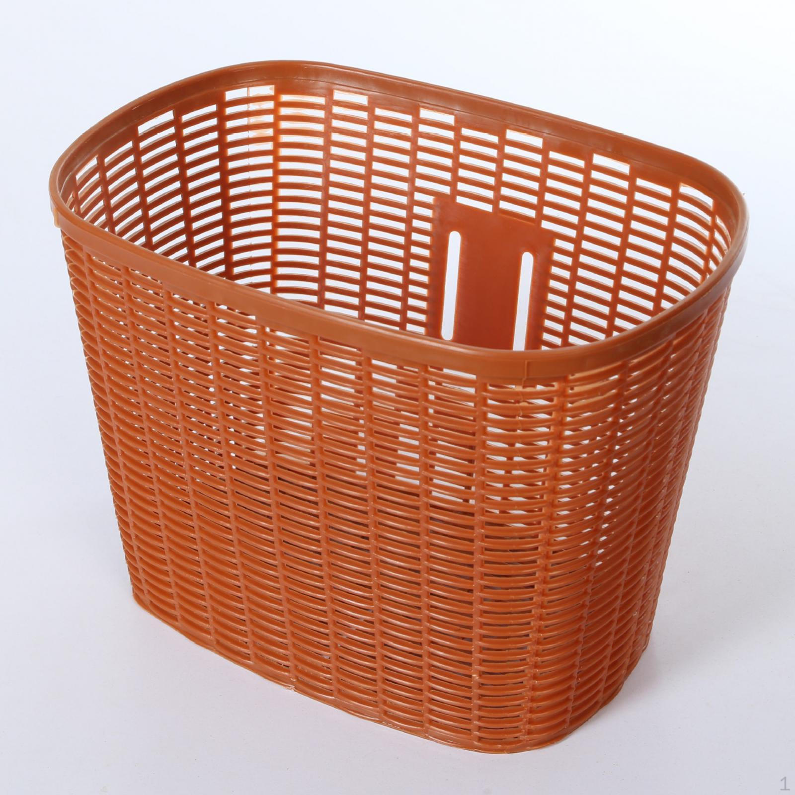 

Basket Accessories Cycling Carrier Pannier Portable Vintage Style Imitation Rattan коричневий