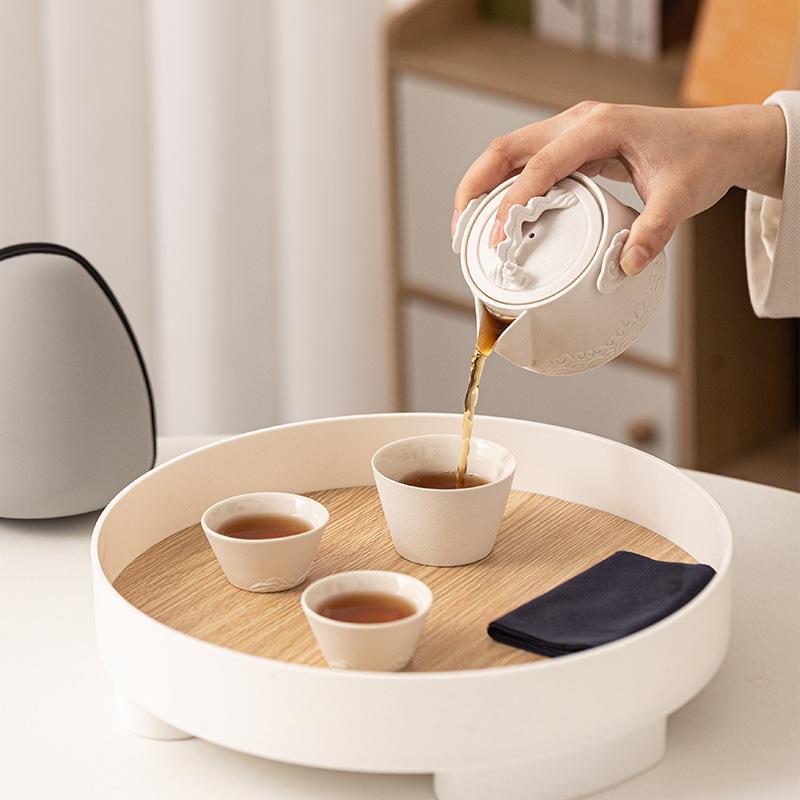 Creative Mountain View Travel Tea Set Small Set Portable One Pot Three Cups Outdoor Tea Set Kuaike Cup Souvenir