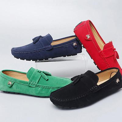 Summer Fashion Orange Loafer Shoes Men Casual Comfortable Suede Leather Shoes Men Low Slip-On Driving Shoes Men Flats Size 38-46