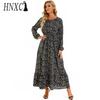 HNXC Spring Summer Bohemian Women Maxi Dress Casual Long Sleeve High Waist Beach Dress Women Floral Chiffon Dresses Vestidoes Mujer New