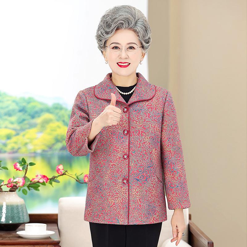 

Autumn lapel coat new women s seasonal old lady top 5XL (recommended 145-77.5 kg) красный