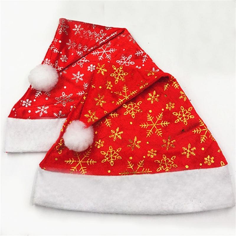 Cosplay Santa Hat Holiday Christmas Hat for Adult Unisex Gild Snowflake Pattern Christmas Hat for New Year Adult Teens