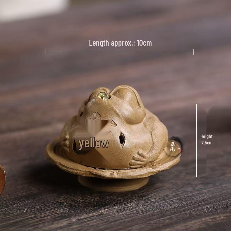 Yixing Zisha Golden Toad Incense Burner - Original Retro Design Aromatherapy Ornament for Attracting Wealth