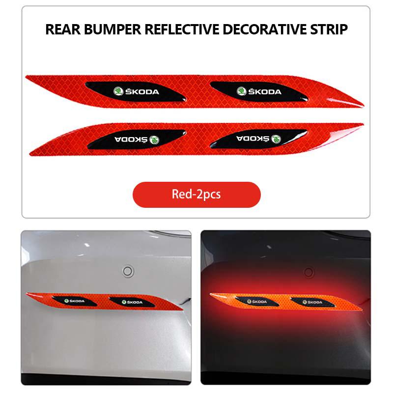 For Skoda Car Styling Trunk Bumper Warning Safety Sticker Reflective Strip Kamiq Karoq Octavia 2 3 Rapid Scala Kami Fabia VII  CX3