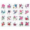 Cute 52Pcs DIY Makeup Fake Sticker Fake Tattoos Rose Flower Butterfly Temporary Tattoos