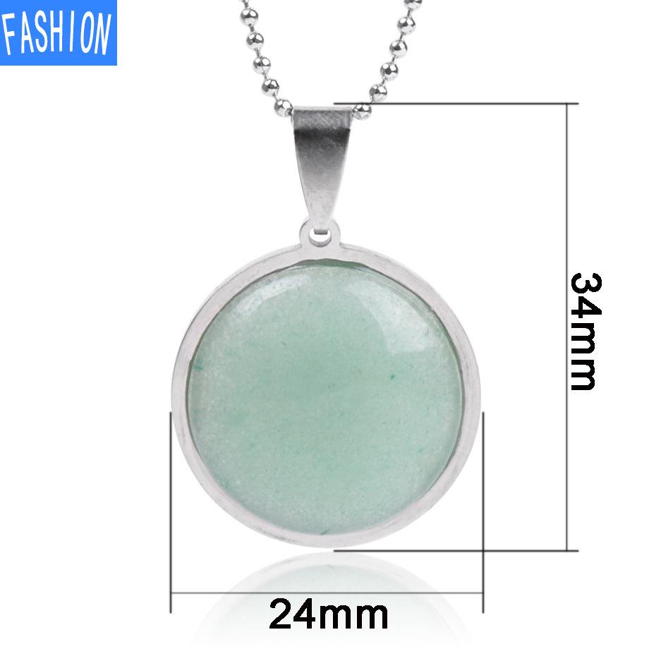 Collar De Cristal Natural De Moda con Personalidad Europea Y Americana De Acero Inoxidable De Piedra Plana Simple para Mujer