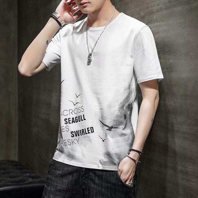 Men's 2024 Short Sleeve Loose Crew Neck T-shirt - Hong Kong Style Summer Trend