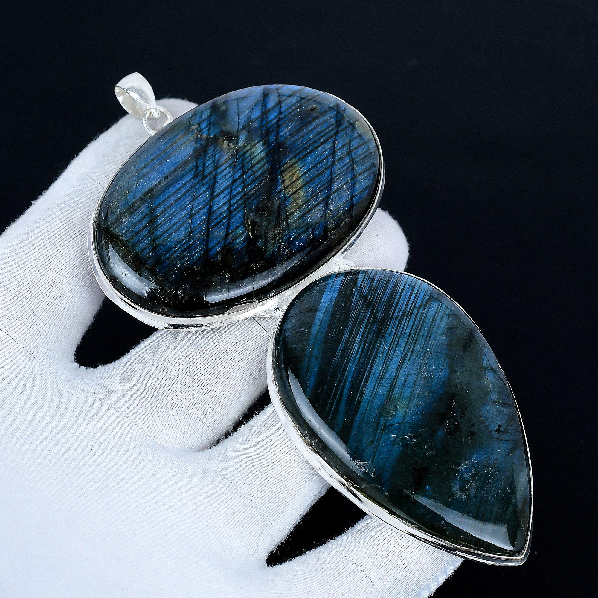 

Подвеска с лабрадоритом, Ювелирные изделия ручной работы из стерлингового серебра 925 пробы, Серебряная подвеска с лабрадоритом, Ювелирные изделия для вечеринок для женщин, Подарок на день рождения 10 Cm синий