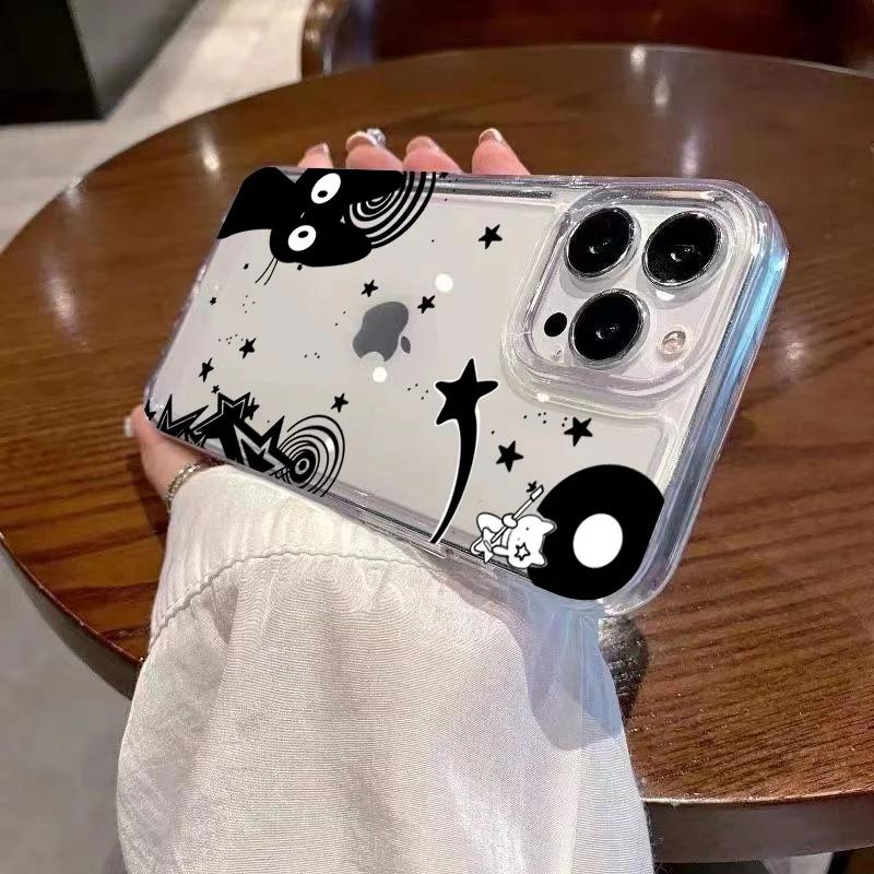 Cute Black Cat Phone Case For Samsung Galaxy S25 S23 Ultra S22 S21 Plus S24FE A54 A34 A52 A53 A35 A55 A14 A16 Y2k Cover Shell
