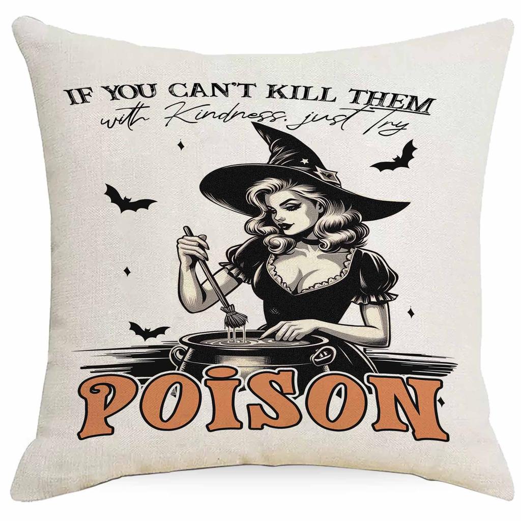 Nytt Halloween Häxlinje Kuddfodral Hem Vardagsrum Kontor Soffa Bilbarnstol