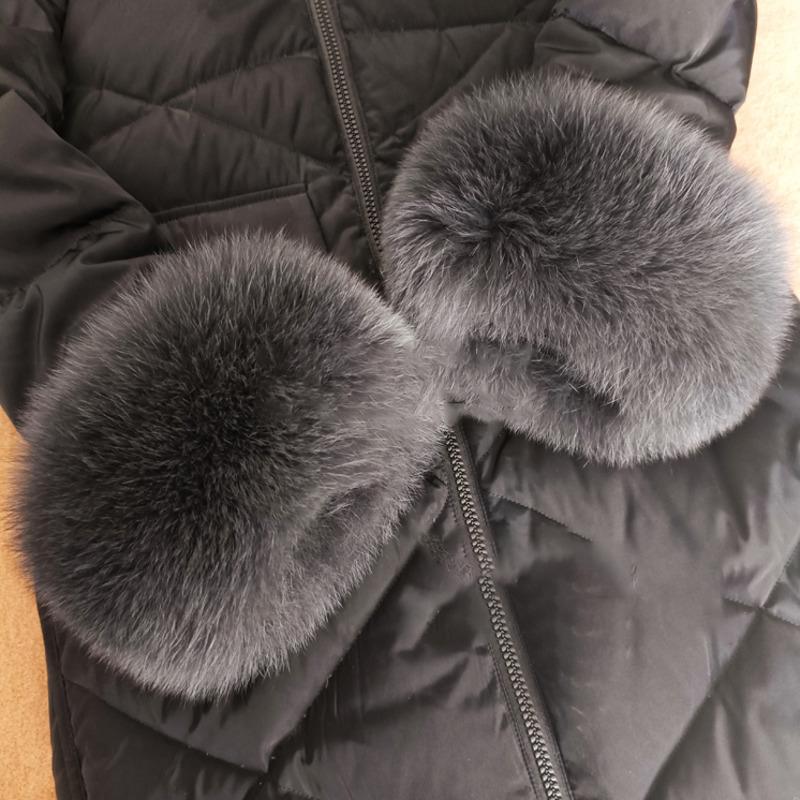 Real Fox Fur Cuffs Arm Warmer Winter Plush Windproof Women Wrist Cuff Sleeves Gloves Pompom Bracelet Wristband Sleeves Accessory