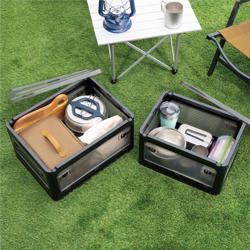 JEJ Astage Foldable Storage S Size X D29cm X Single Unit with Accessible from All Foldable Storage Container Easy Assembly Box, Black, [W40.5cm