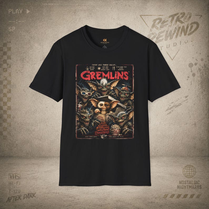Gremlins Movie Poster T-Shirt | Retro 80s Horror Creature Tee | RetroRewind Studios After Dark 130