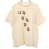 OLD 90s Footprint Short Sleeve T-shirt Cream Single Stitch Men's Used