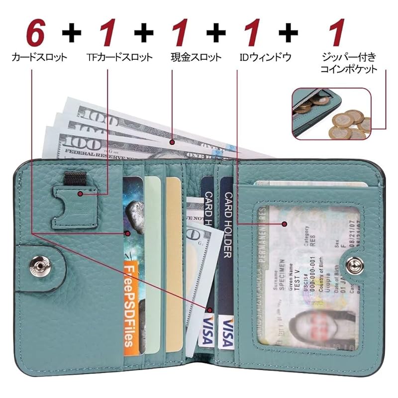 [GADIEMKENSD] ladies bifold card case men's compact and light folding wallet thin mini wallet cute billfold coin leather purse RFID blocking trip