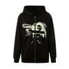Unisex Hooded Zip-Up Sweatshirt Oversized Streetwear Pullover With Print Design