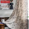 1 pz Serie Nuan Stile Medio Antico Tende Semi-Oscuranti Stampate in Cotone e Lino Bianco e Nero con Nappe per Piccole Finestre Balcone Decorazione per la Casa