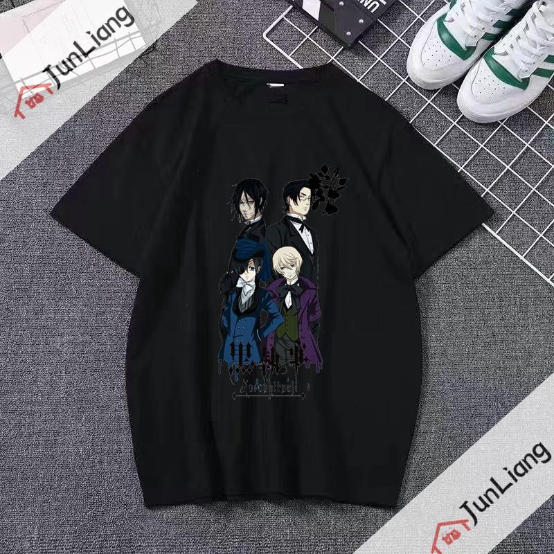 Japanese anime Black Butler cartoon comic mens Tshirt shortsleeved roundneck for streetwear menwomen clothing