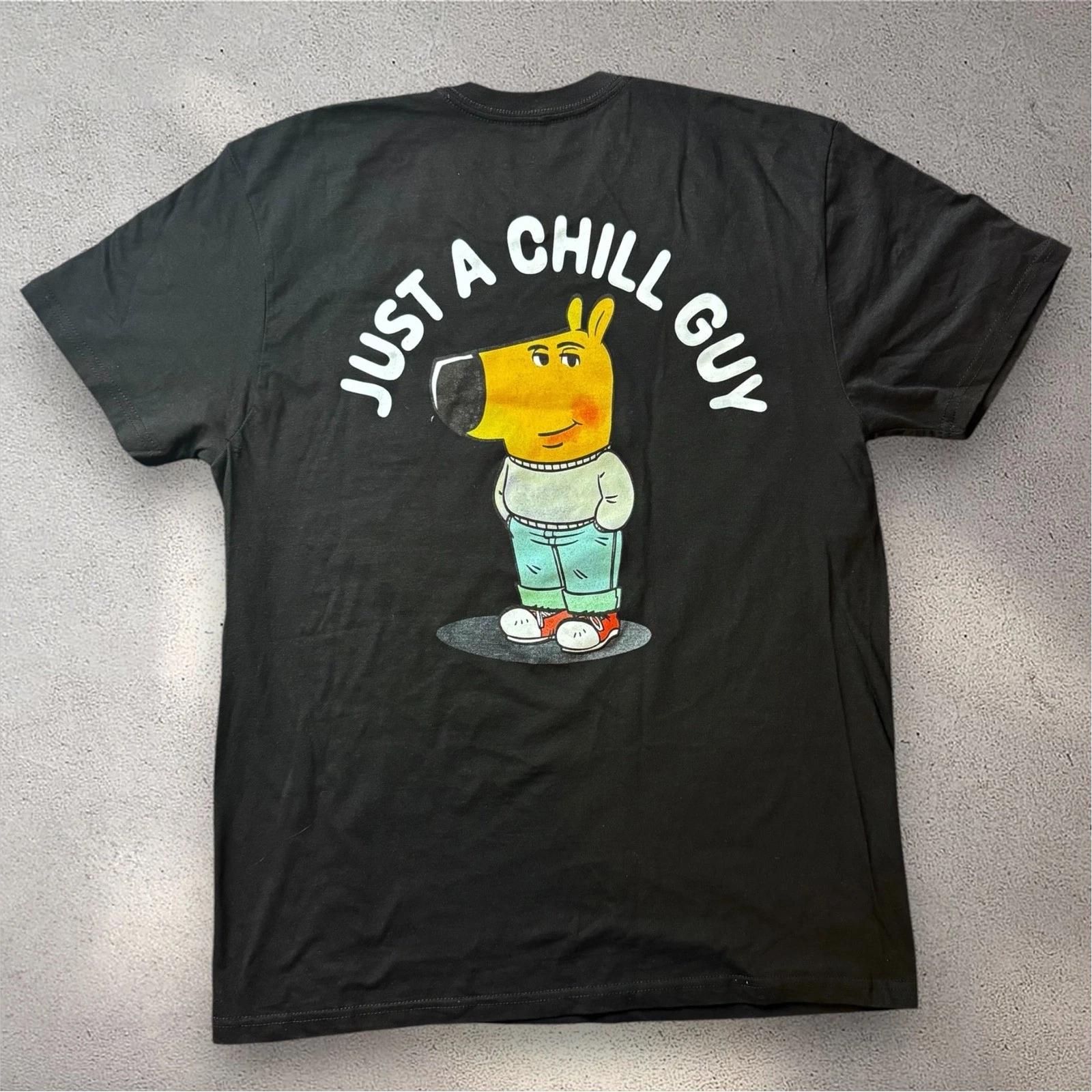 Just a Chill Guy T- Shirt Phillip Bankss Black Graphic Tee Mens Large Meme Shirt 4XL