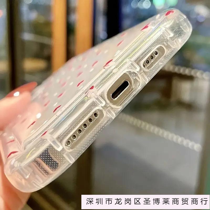 Red little heart is suitable for Apple 16pro mobile phone case 15pro Europe and America 14 personality 13 airbag 12 transparent 11 explosion