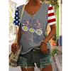 Fashionable New Casual Women's Clothing Color Pattern 3D Printed V-neck T-shirt Daily Loose Women's Short Sleeved T-shirt