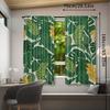 2pcs Palm Leaf Print Rod Pocket Curtains, Woven Polyester Pongee, Semi-Sheer Roller Embossed Drapes, Contemporary Style, Machine