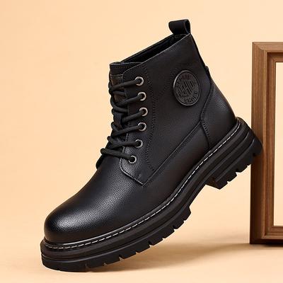 2024 New High-top Thick-soled Men's Boots British Style Trend Martin Boots Men's Warm and Velvet Tooling Boots