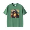 Funny Mona Lisa With Headset Funny Meme Graphic T Shirts Unisex Unisex Casual Cotton Tshirt Fashion Short Sleeve Oversized Tshirts