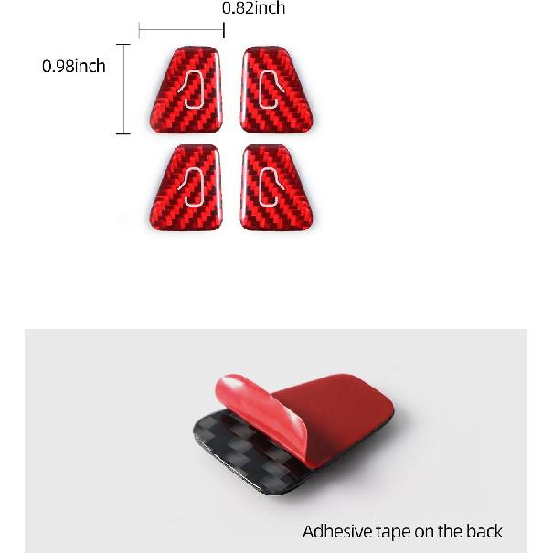 BETTERHUMZ Door Open Button Sticker Compatible with Tesla Model 3 - Model Y 2024- Carbon Fiber Door Lock Switch Trim Interior Accessories (Red)