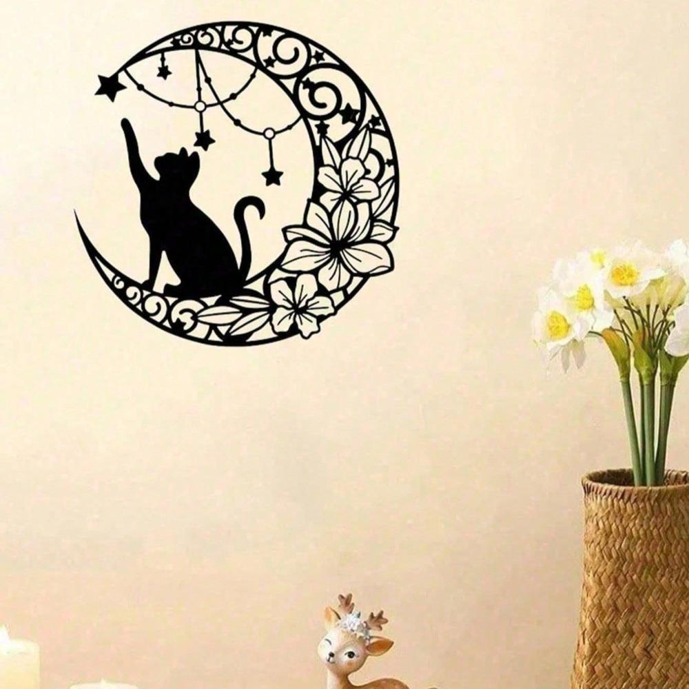 Gothic Black Cat Metal Wall Sculpture Spooky Halloween Indoor Outdoor Decor Gothic Home Garden Art Witchy Decor Unique Gift