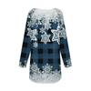 Women's Casual  Plus SizeLong Sleeved Round Neck Christmas Snowflake Plaid Printing T-shirt Top Pullover