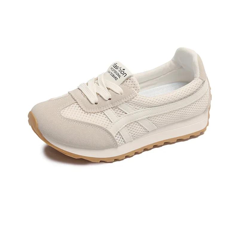 Fashion Women's Shoes 2025 Spring and Summer Breathable Casual Shoes Korean Female Non-slip Lace-up Mesh Walking Shoes Zapatillas Mujer