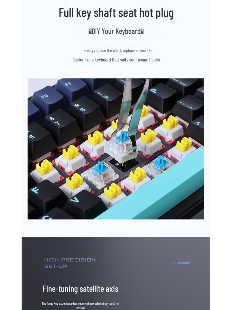 Wolfspider F87Pro Wireless Mechanical Gaming Keyboard - Customizable, Three-Mode, Bluetooth, Gasket Structure, Hot-Swappable.