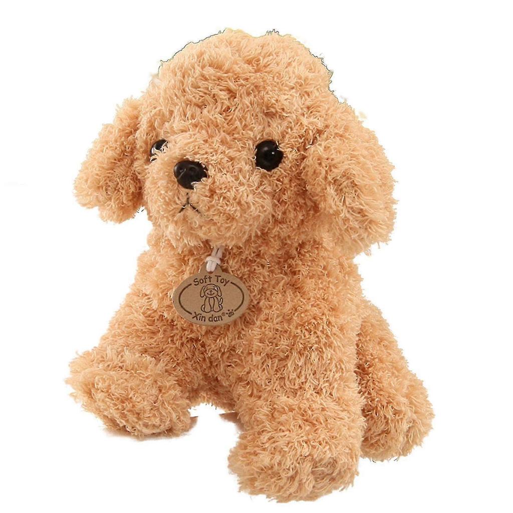 Cachorro Poodle Fofo de Desenho Animado Filhote Boneca de Pelúcia Brinquedo Abraçável Ornamento de Casa Presente