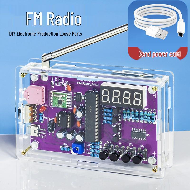 FM Radio Assembly Kit: DIY Circuit Board with Single-Chip Microcomputer for Soldering Practice.