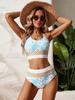 "Damen Großer Split Badeanzug - Europäischer & Amerikanischer Stil, Bedruckter Bikini mit Reißverschluss"