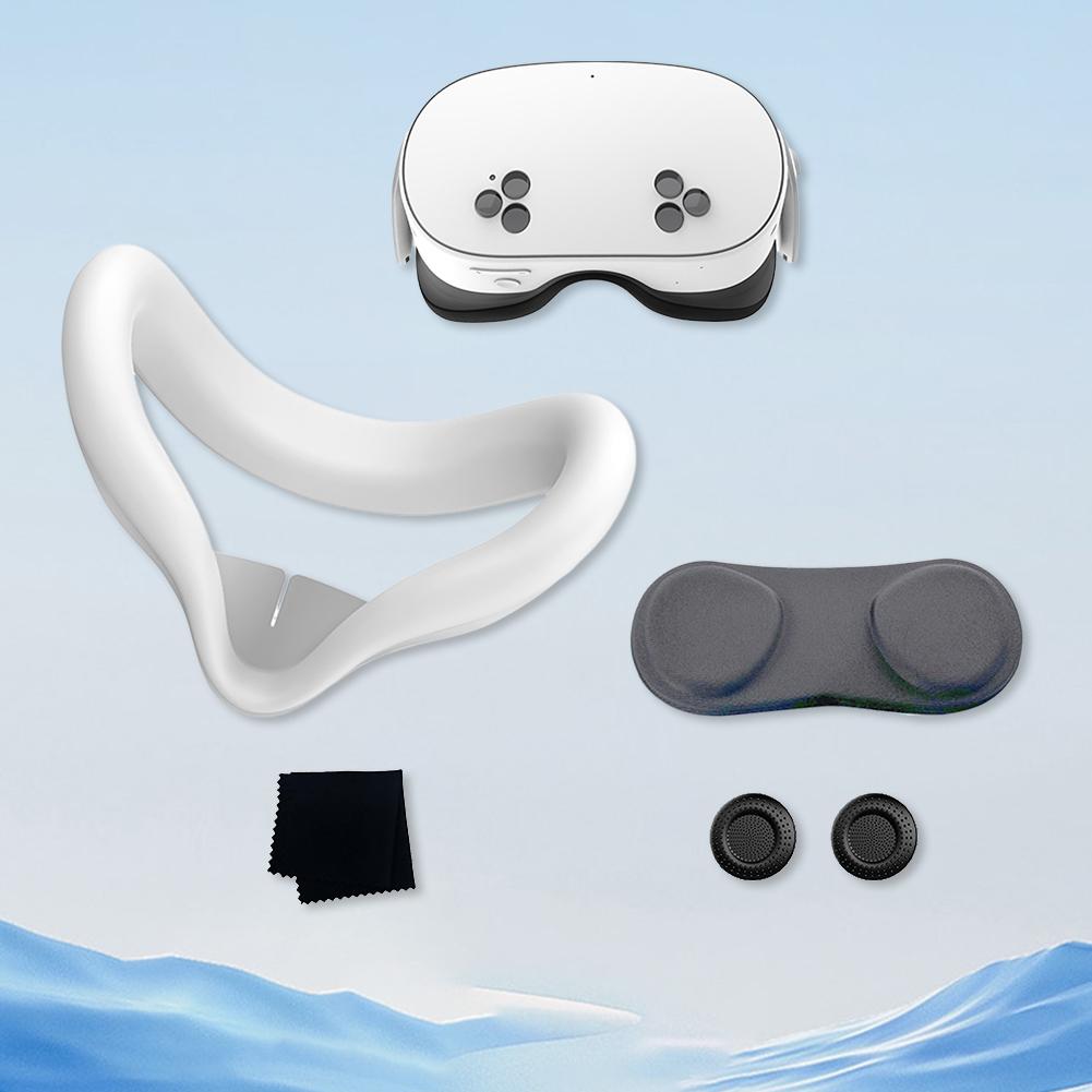 Silicone Cover Set Silicone VR Face Cover with Len Protector & Joystick Cover Face Pad Cushion for Meta Quest 3S VR Accessories