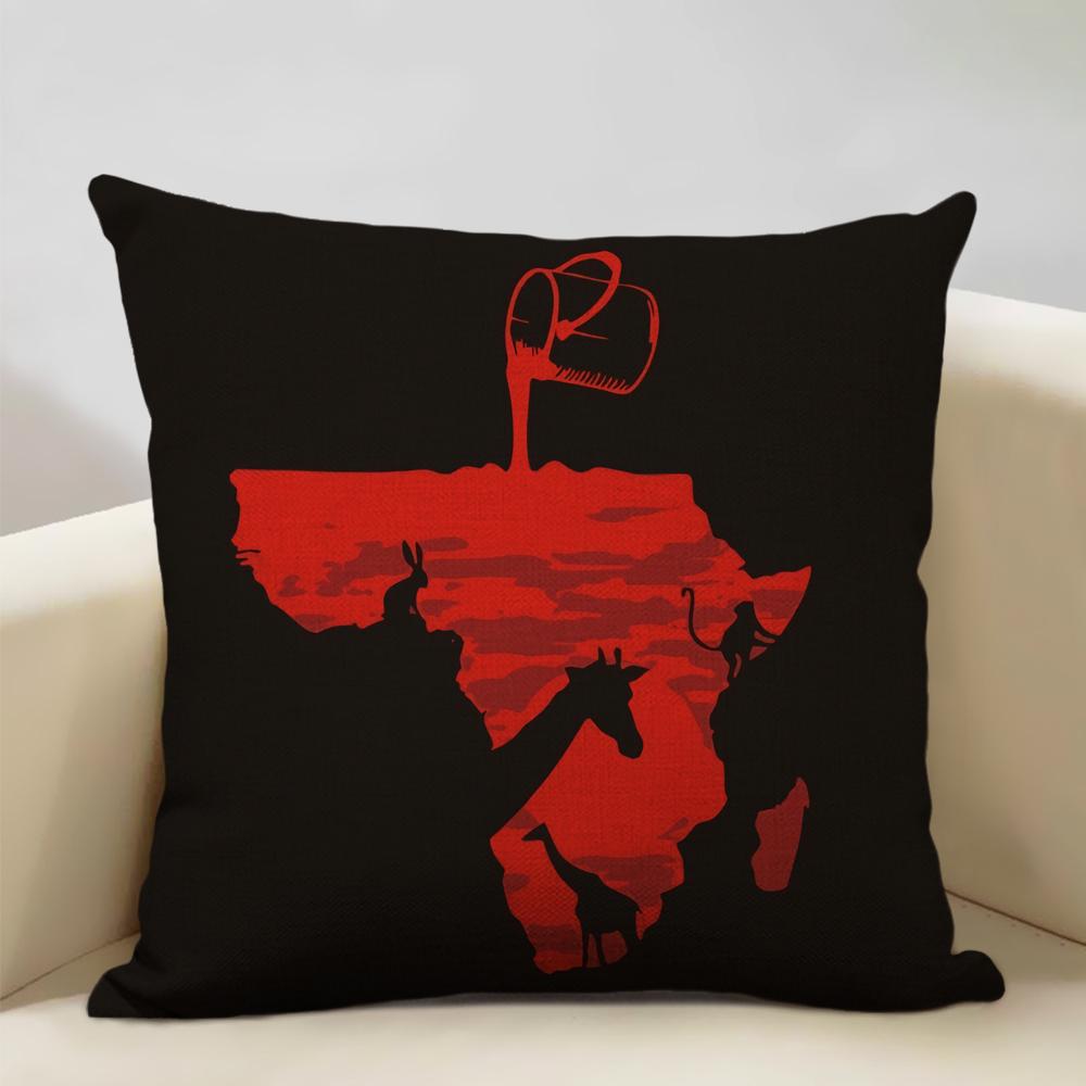 Map of Africa Geometrics Sofa Decorative Pillow Case African Pattern Cushion Cover LinenThrow Pillowcase