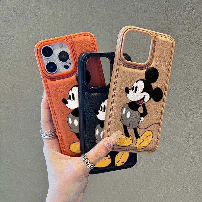 Couple Mickey Minnie Suitable for Apple 17 mobile phone case iPhone16 drum bag 15 leather pattern 13Pro anti-drop 12