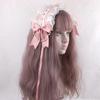 Ruffled Lace Headpiece Headband Weet Lolita Bowknot Maid Headdress Women Girls Japanese Style Crisscross Ribbon Pearls Beaded
