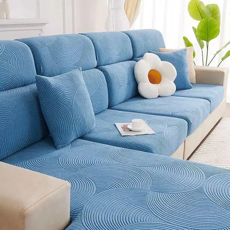 Polar Fleece Geometric Sofa Cushion Covers 1/2/3/4 Seater Elastic Sofa Mattress Corner Couch Armchair Slipcover