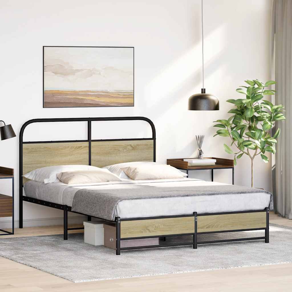 Bed Frame without Mattress 120 x 200 cm Sonoma Oak Wood Based Material